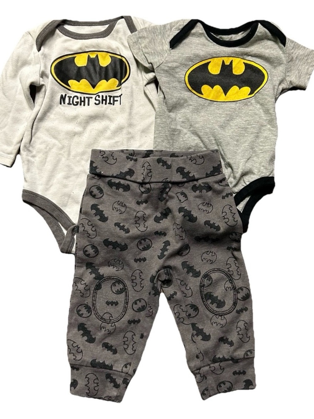 Baby Batman Bodysuits Short Sleeve Long Sleeve Pants Size 3-6 Months